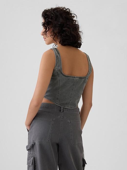 Structured Twill Cropped Corset Tank Product Image