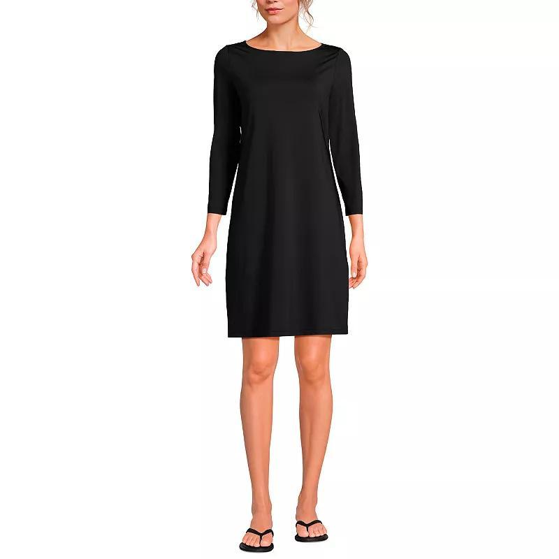 Womens Lands End 3/4 Sleeve Boatneck Swim Cover-Up Dress Product Image