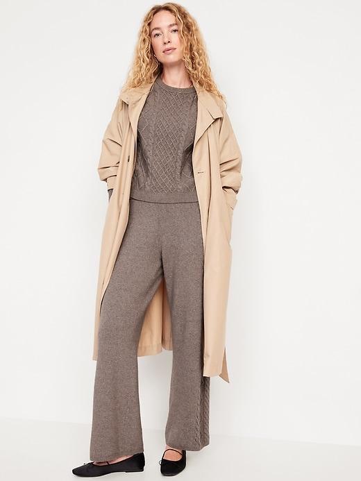 SoSoft Cable-Knit Wide-Leg Sweater Pants Product Image