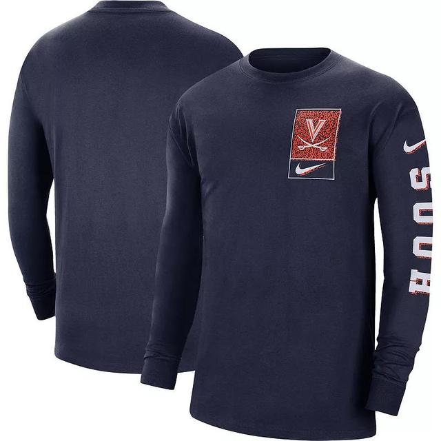 Mens Nike Navy West Virginia Mountaineers Seasonal Max90 2-Hit Long Sleeve T-shirt Product Image