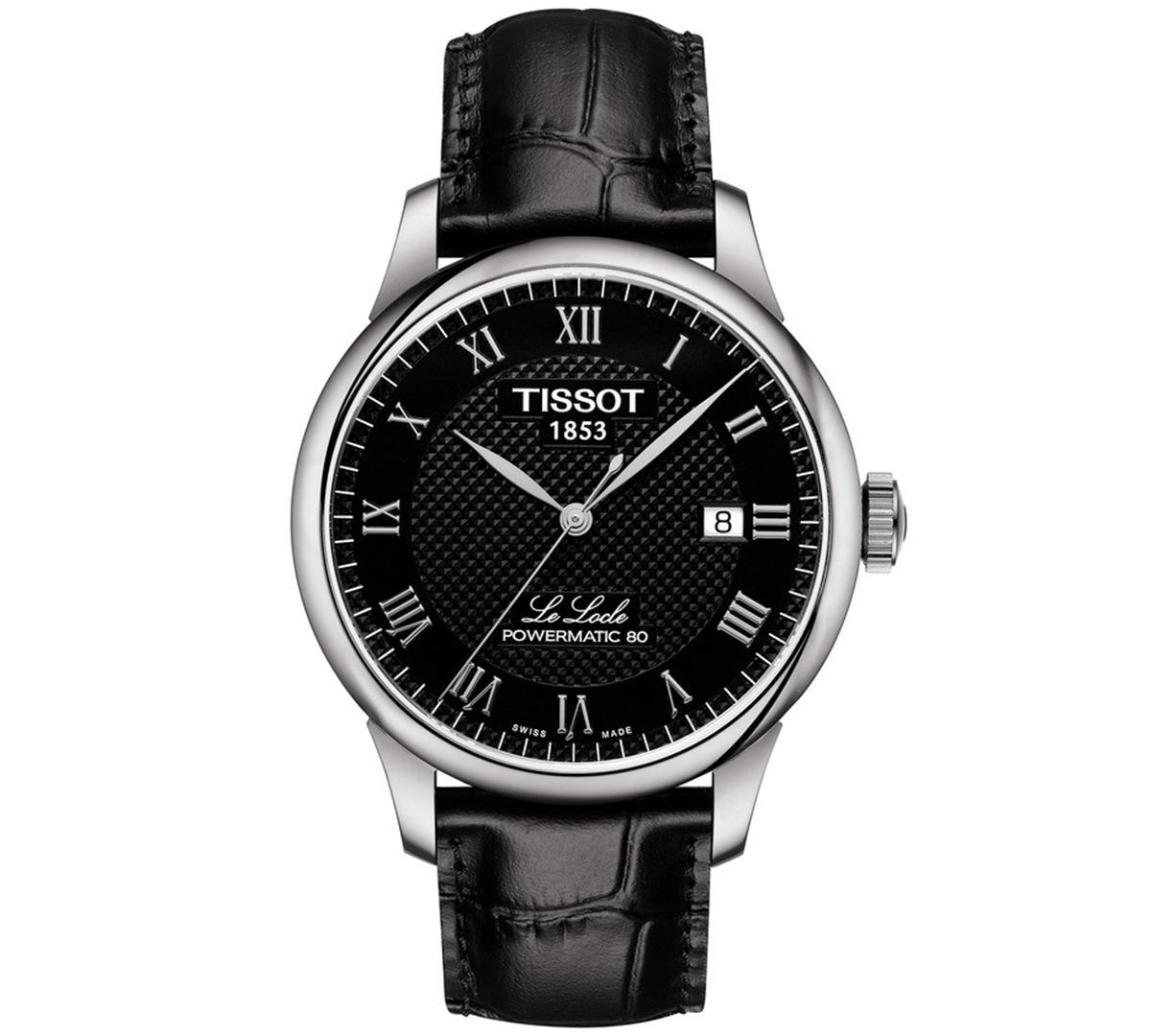 Tissot Mens Swiss Automatic T-Classic Le Locle Powermatic 80 Black Leather Strap Watch 39.3mm Product Image