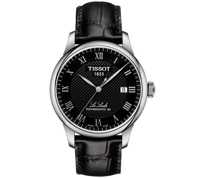 Tissot Mens Swiss Automatic T-Classic Le Locle Powermatic 80 Black Leather Strap Watch 39.3mm Product Image