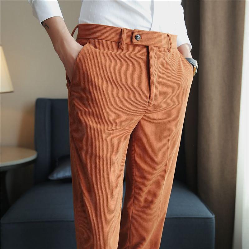 Mid Rise Plain Tapered Pants Product Image