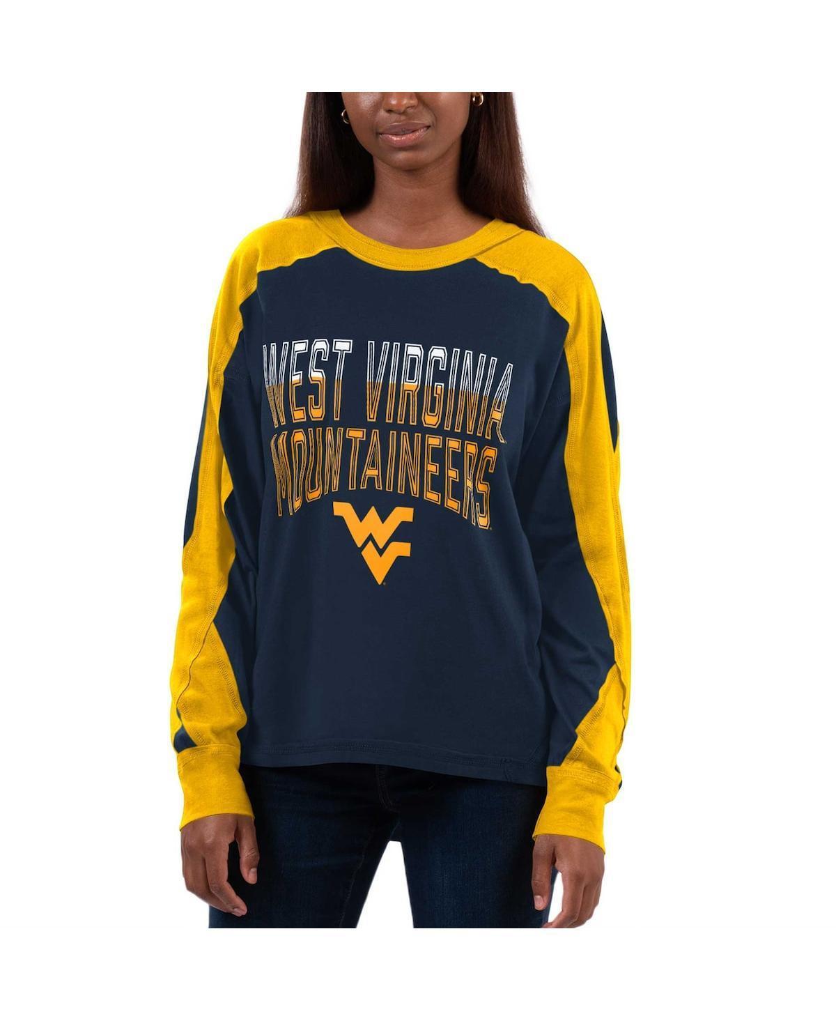 Womens G-III 4Her by Carl Banks /Gold West Virginia Mountaineers Smash Oversized Long Sleeve T-Shirt Blue Product Image