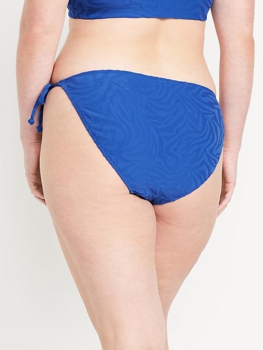 Mid-Rise Textured String Bikini Swim Bottoms Product Image