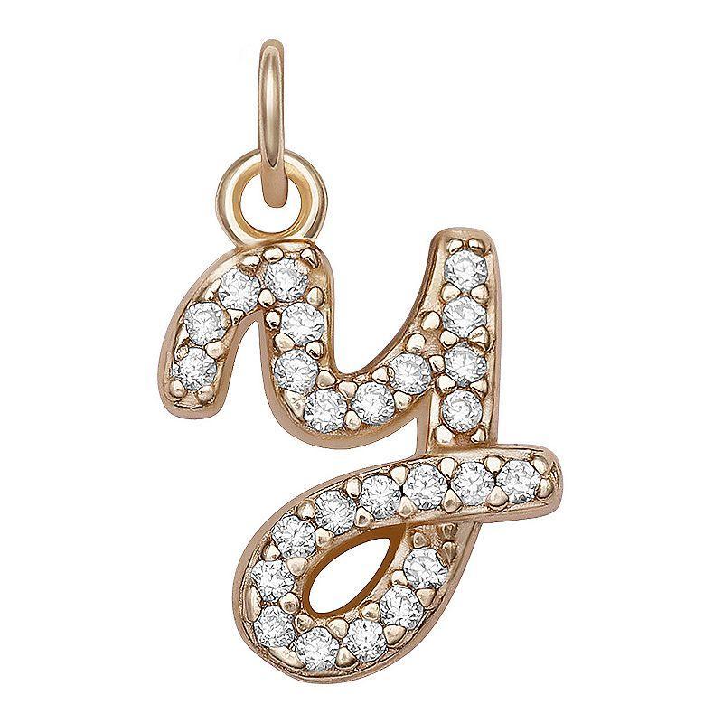 LC Lauren Conrad Sterling Silver Cubic Zirconia Initial Charm, Womens, Grey Product Image