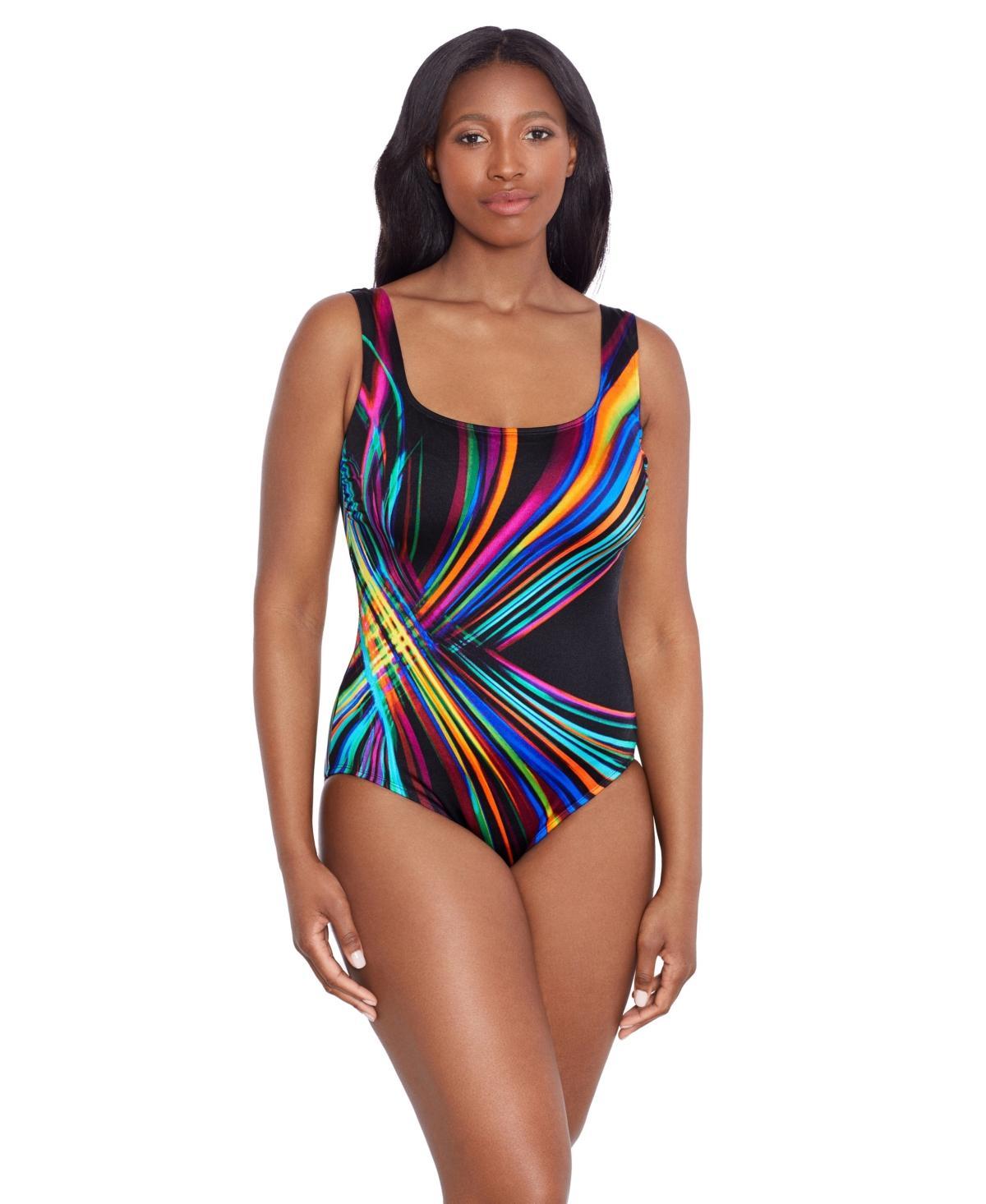 Womens Longitude Panel Scoopneck Tank One-Piece Swimsuit Product Image