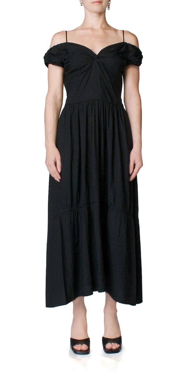 Off Shoulder Twist Front Dress In Black Product Image