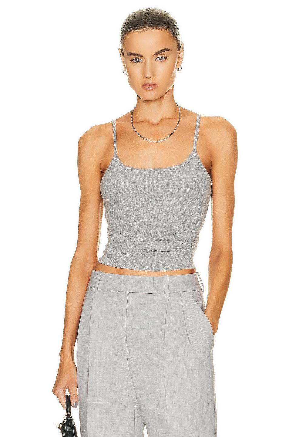 Eterne Thin Strap Fitted Tank Top in Grey Product Image