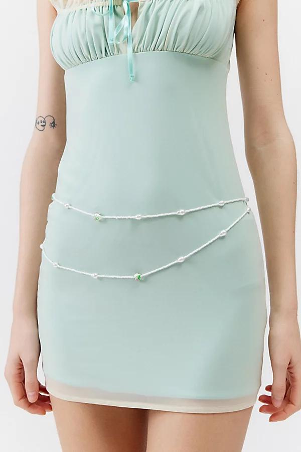 Delicate Flower Beaded Double-Layer Chain Belt Womens at Urban Outfitters Product Image