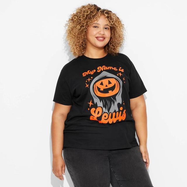 Womens Lewis & Friends Lewis The Pumpkin Ghoul Short Sleeve Graphic T-Shirt - Black Product Image