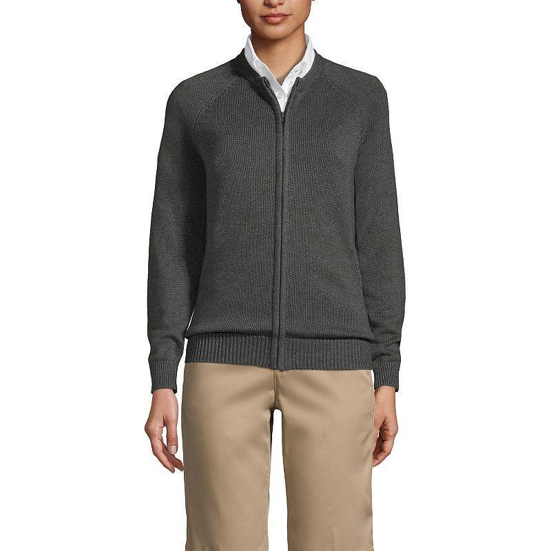 Womens Lands End School Uniform Zipper-Front Cardigan Sweater Product Image