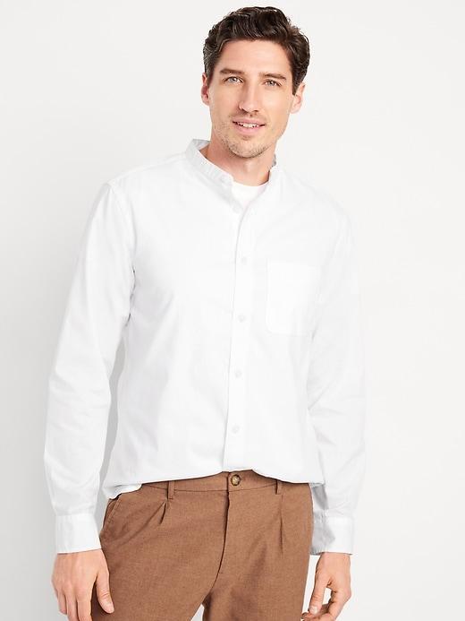 Banded-Collar Non-Stretch Shirt Product Image