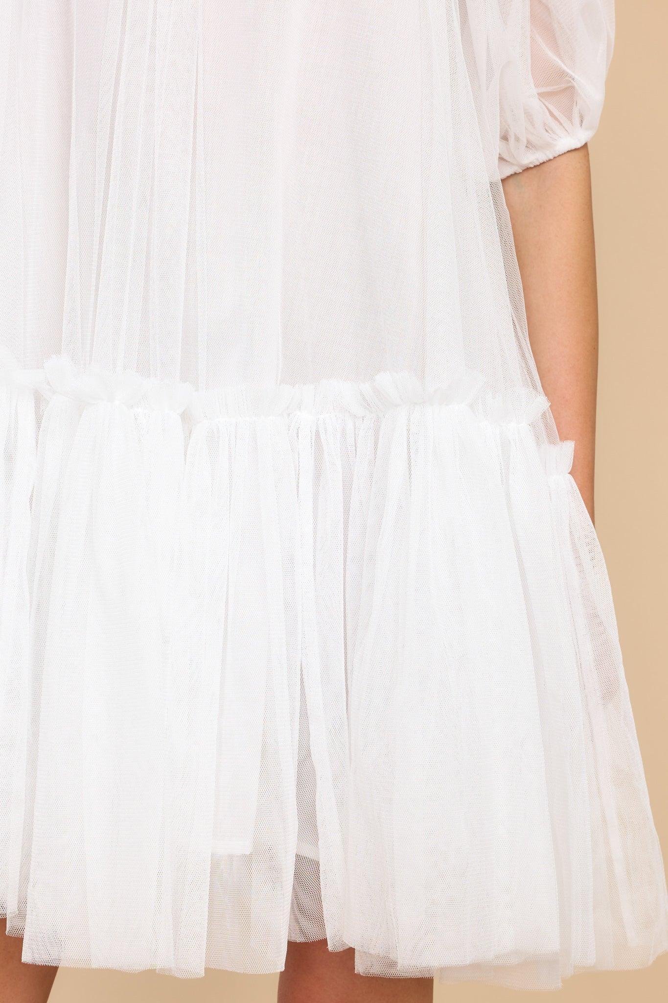 Aura Everything I Ever Wanted Sheer Tulle White Dress Product Image