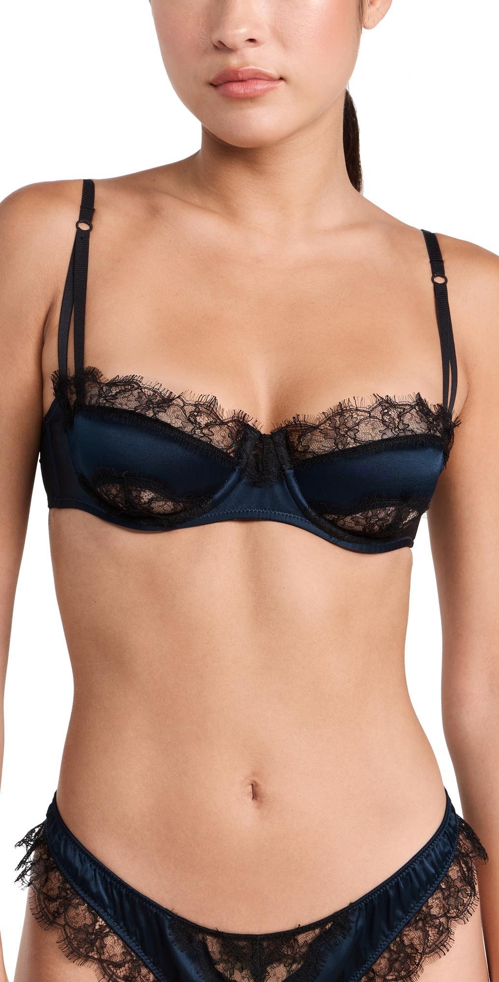 Kiki De Montparnasse Lace Inset Balconette Bra French Navy 34A Product Image