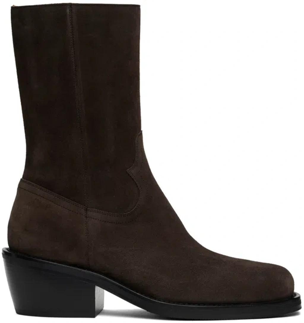 Brown Suede Boots In 704 Dark Brown Product Image