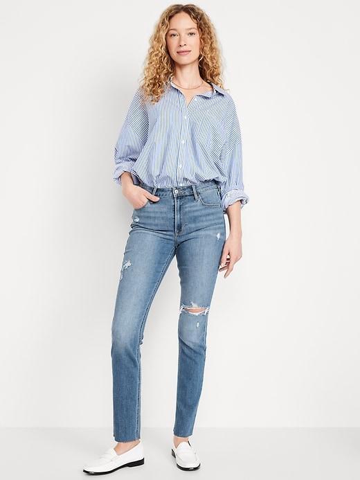 High-Waisted Wow Straight Ankle Jeans product image