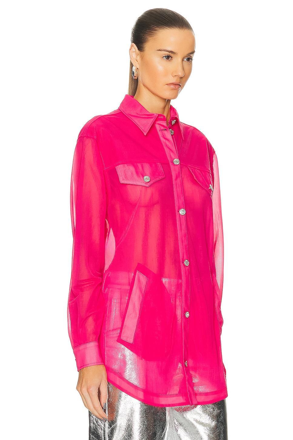 Moschino Jeans Nylon Long Sleeve Button Up Red. (also in 36). Product Image