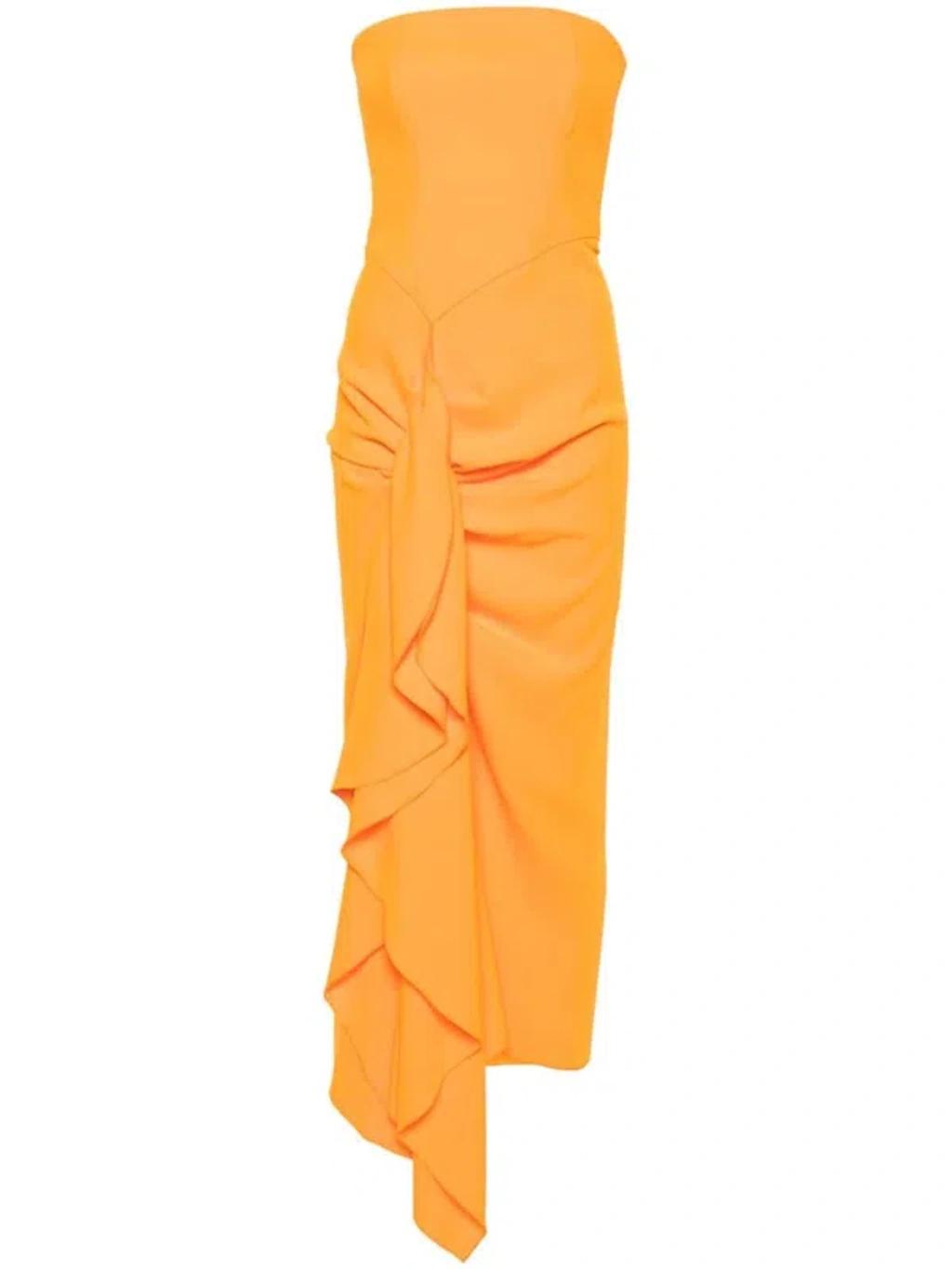 The Thalia Ruched Midi Dress In Orange product image