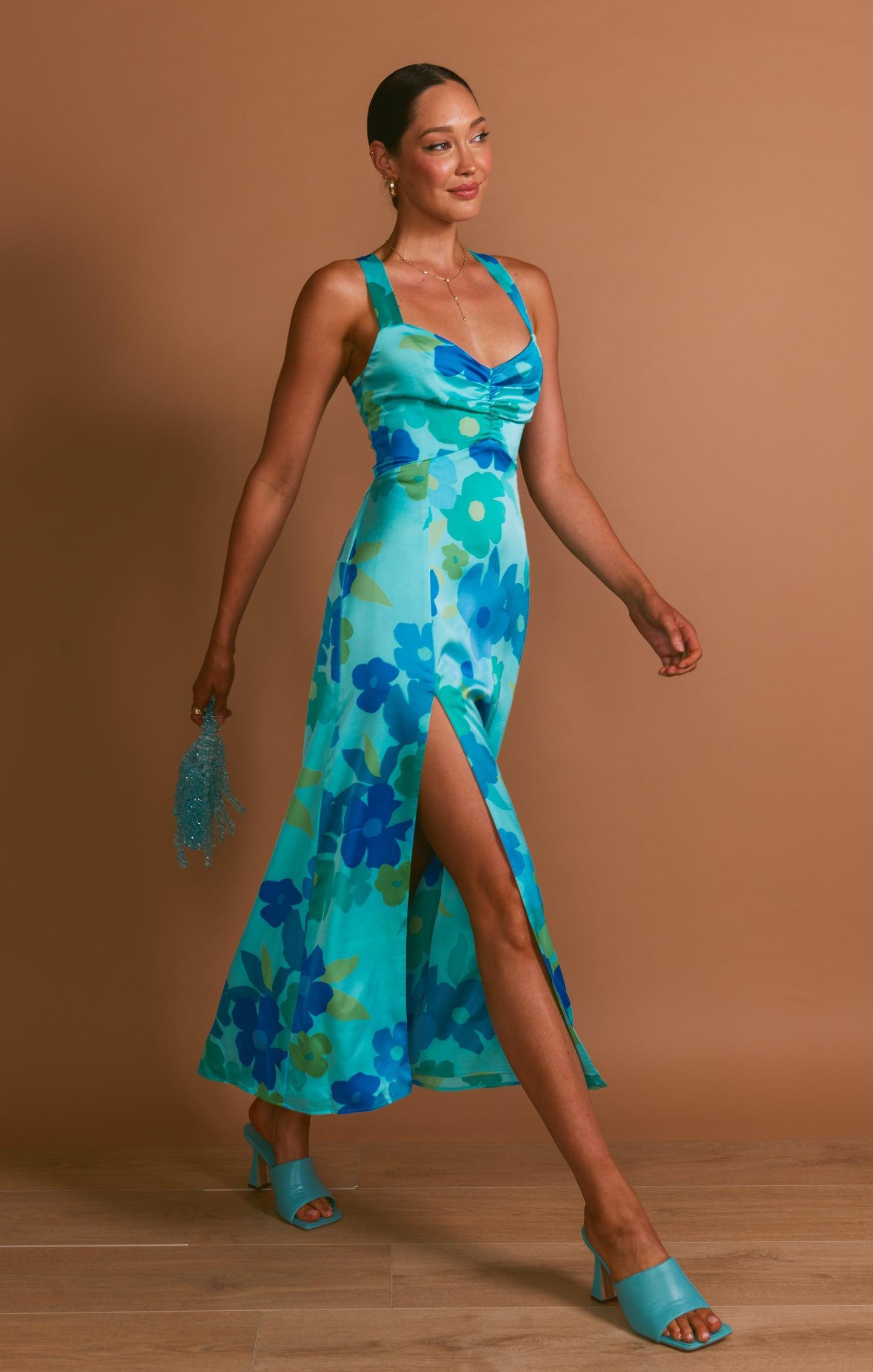 Mina Midi Dress ~ Blue Piccadilly Floral Product Image