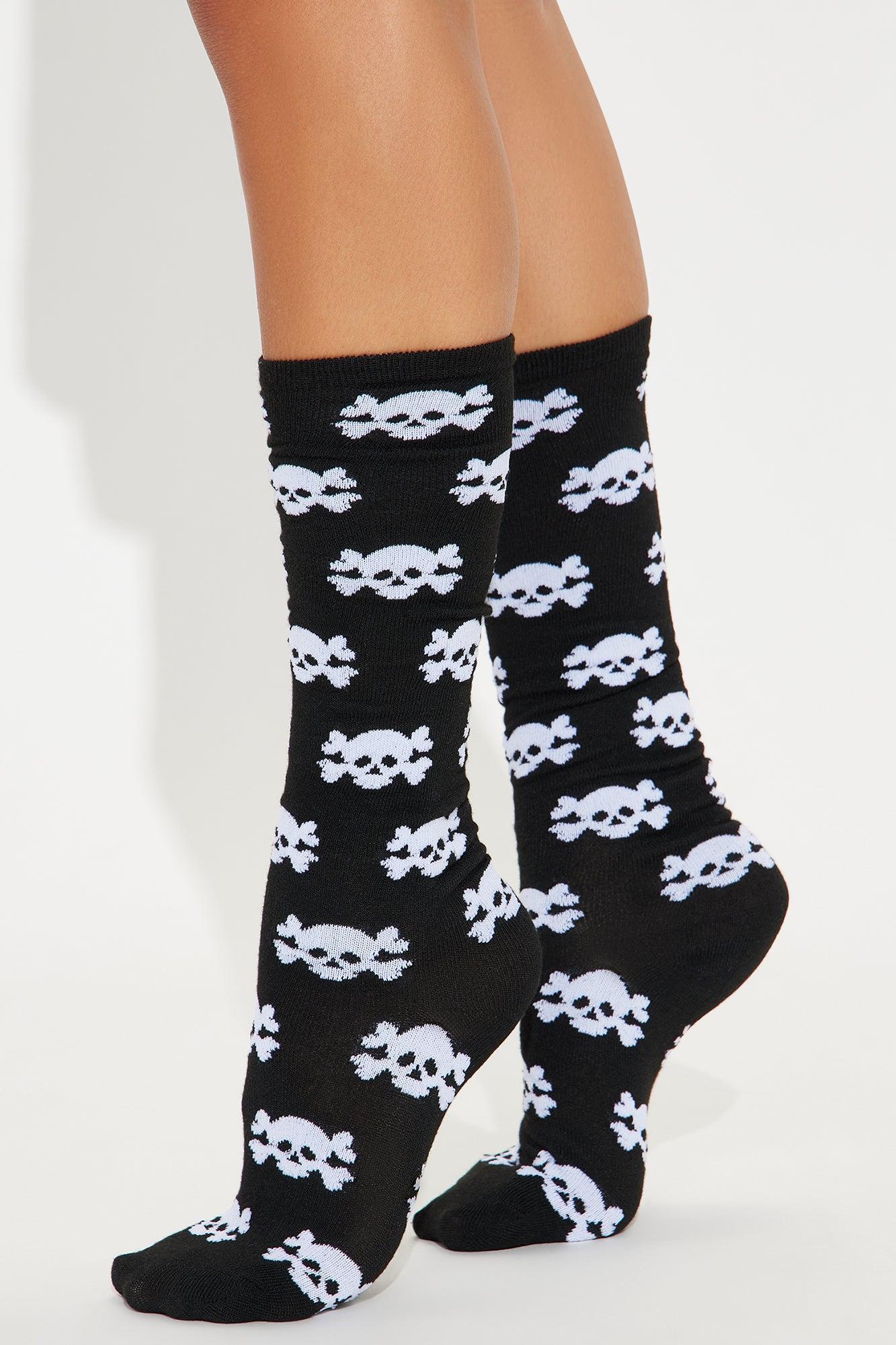 All Over Skull Socks - Black/White Product Image