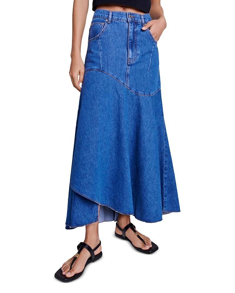 maje Jondulys Layered Denim Maxi Skirt Product Image