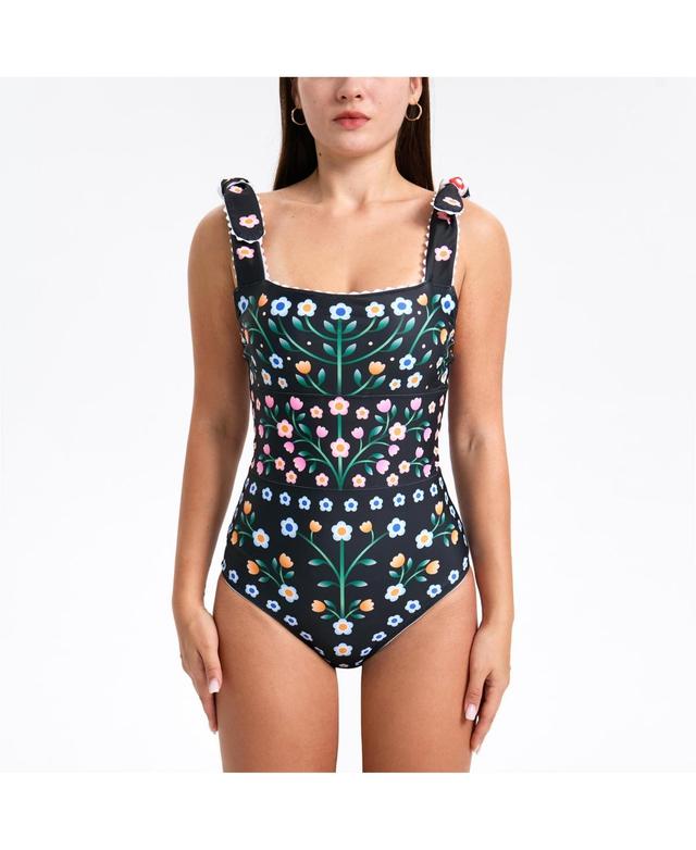 Jessie Zhao New York Womens Day/Night Garden Reversible One-Piece Swimsuit Product Image