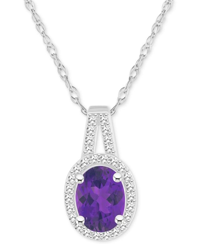 Celebration Gems Sterling Silver Gemstone & 1/7 Carat T.W. Diamond Halo Pendant Necklace, Womens Purple Product Image