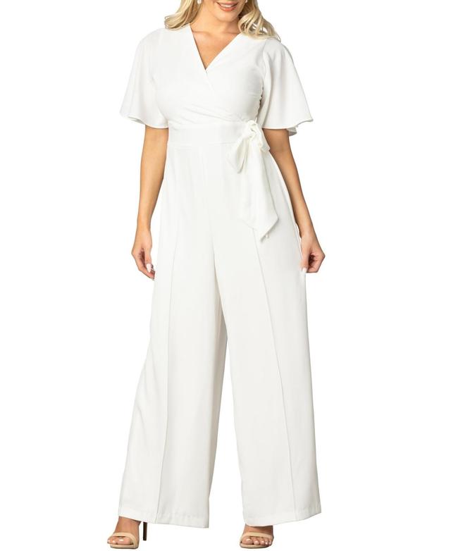 Kiyonna Karina Crepe Faux Wrap Jumpsuit Product Image