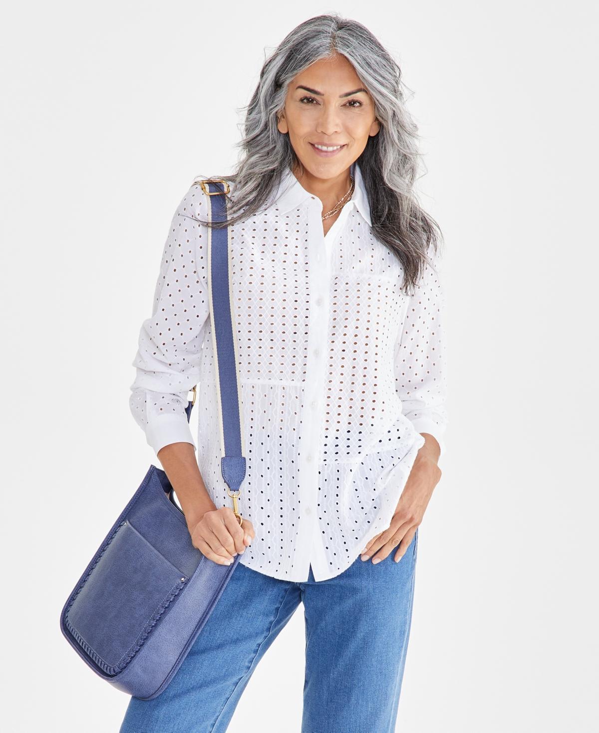 Style & Co Womens Cotton Eyelet Shirt, Created for Macys Product Image