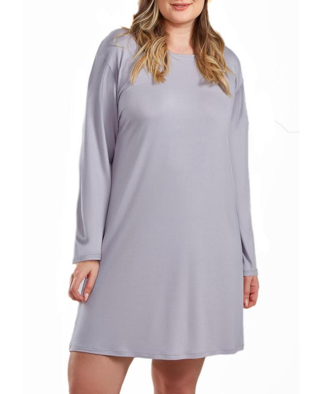 iCollection Jewel Modal Plus Size Sleep Shirt or Dress in Ultra Soft and Cozy Lounge Style Product Image