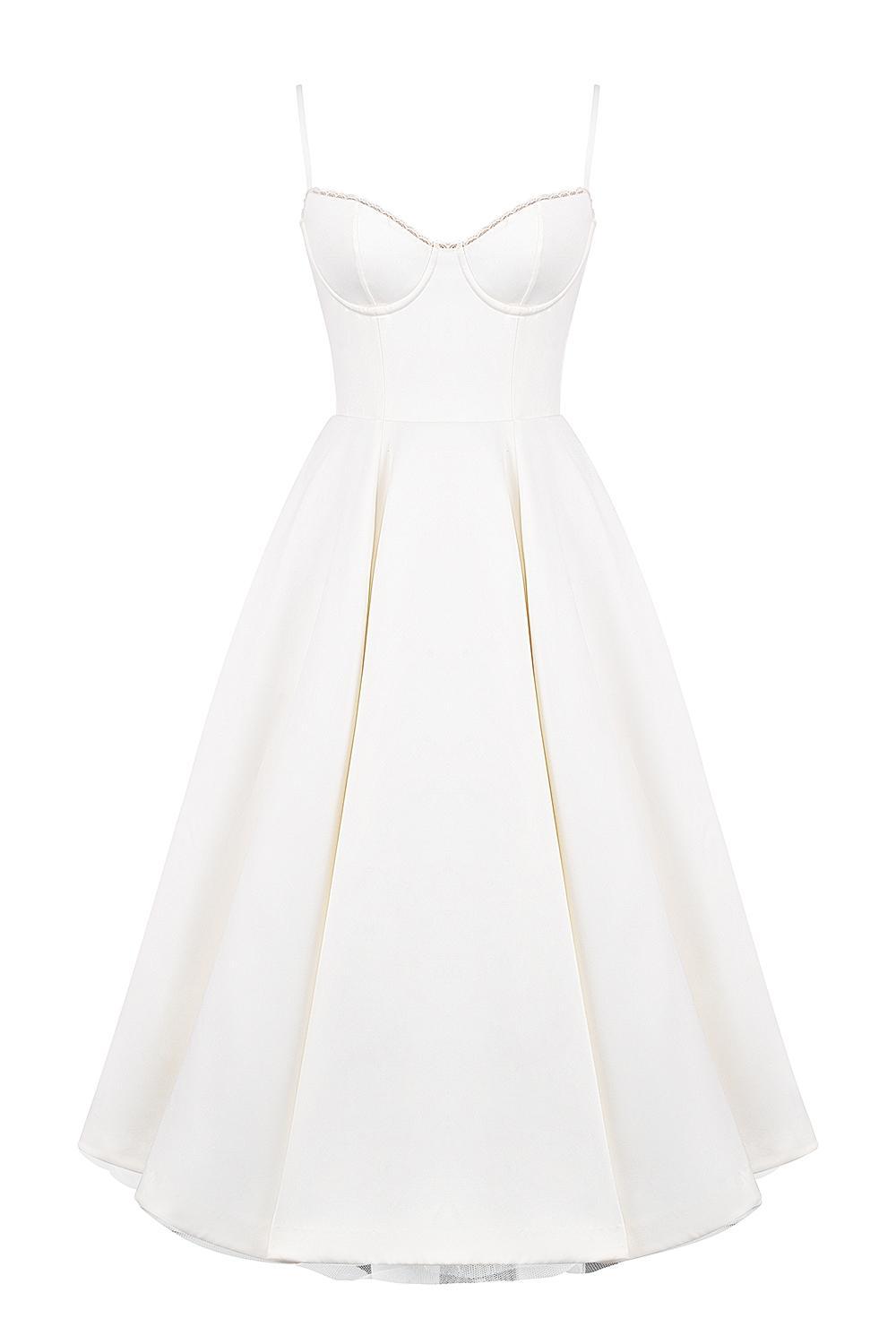 Mademoiselle White Tulle Midi Dress Product Image