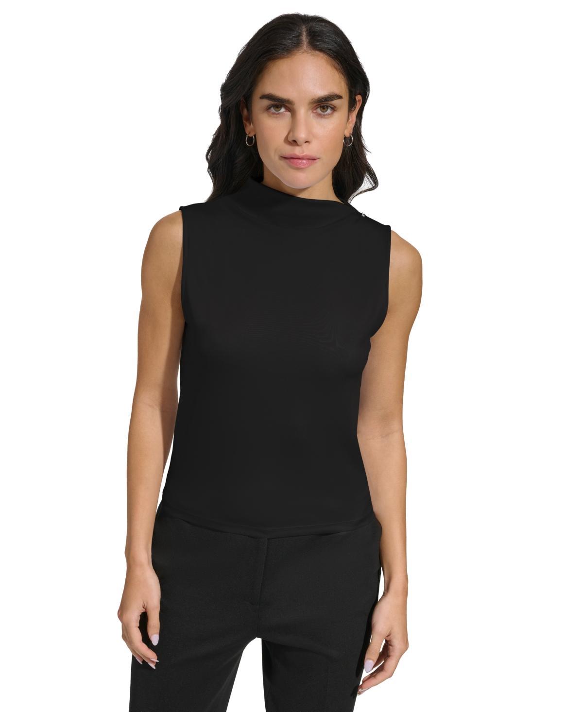 Calvin Klein Womens Funnel-Neck Sleeveless Top Product Image