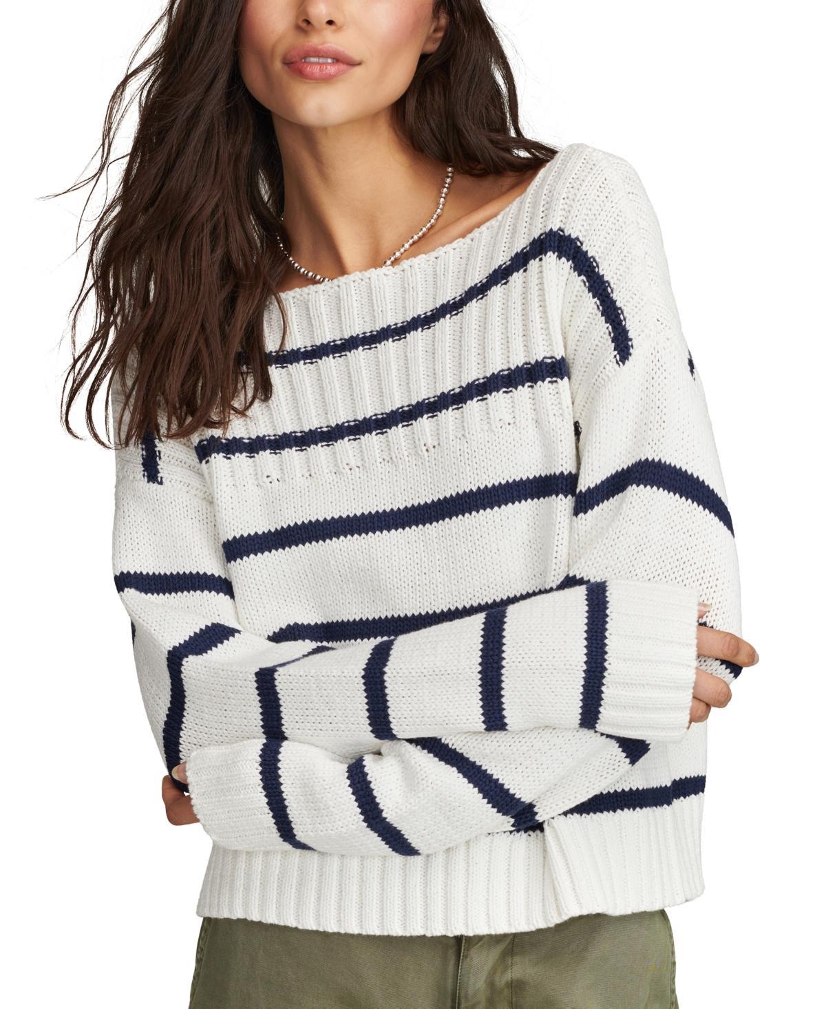 Women's Cotton Striped Boat-Neck Sweater Product Image