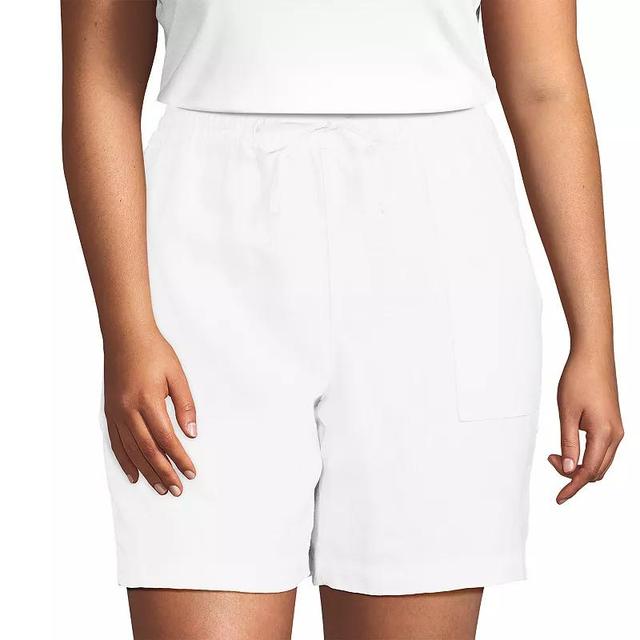 Plus Size Lands End 7-in. High-Rise A-line Linen Shorts, Womens Product Image