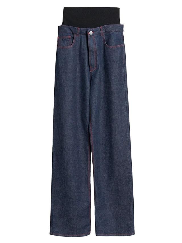 Womens Banded Baggy Wide-Leg Jeans Product Image