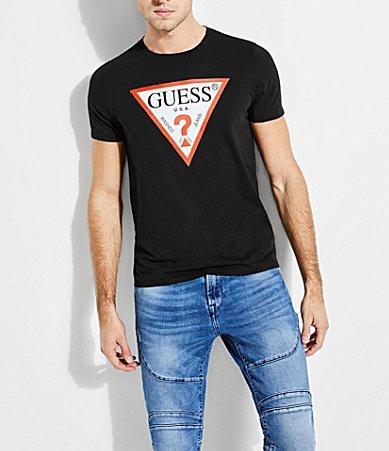 Guess Short-Sleeve Slim Fit Classic Triangle Logo Graphic T Product Image