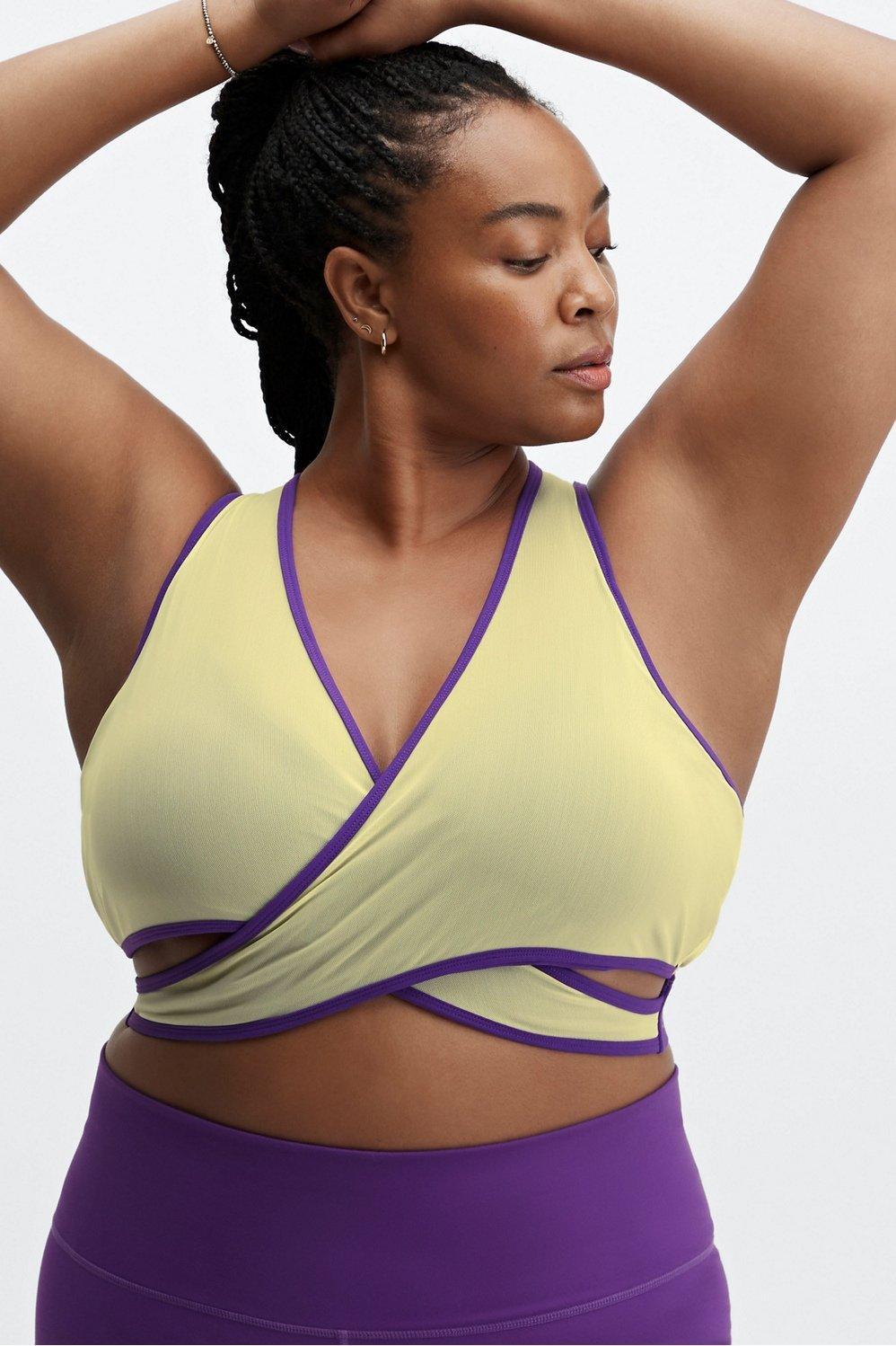 Fabletics Faye Medium Impact Sports Bra Womens Berry Kiss/Lemon Crme Size XS Product Image