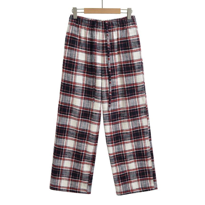 High Rise Plaid Wide Leg Pants Product Image