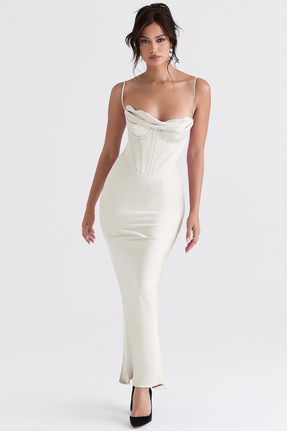 Charmaine Ivory Corset Maxi Dress Product Image