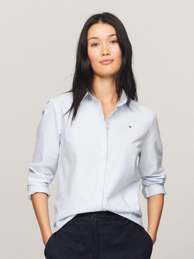 Tommy Hilfiger Women's Solid Stretch Oxford Regular Fit Shirt Product Image