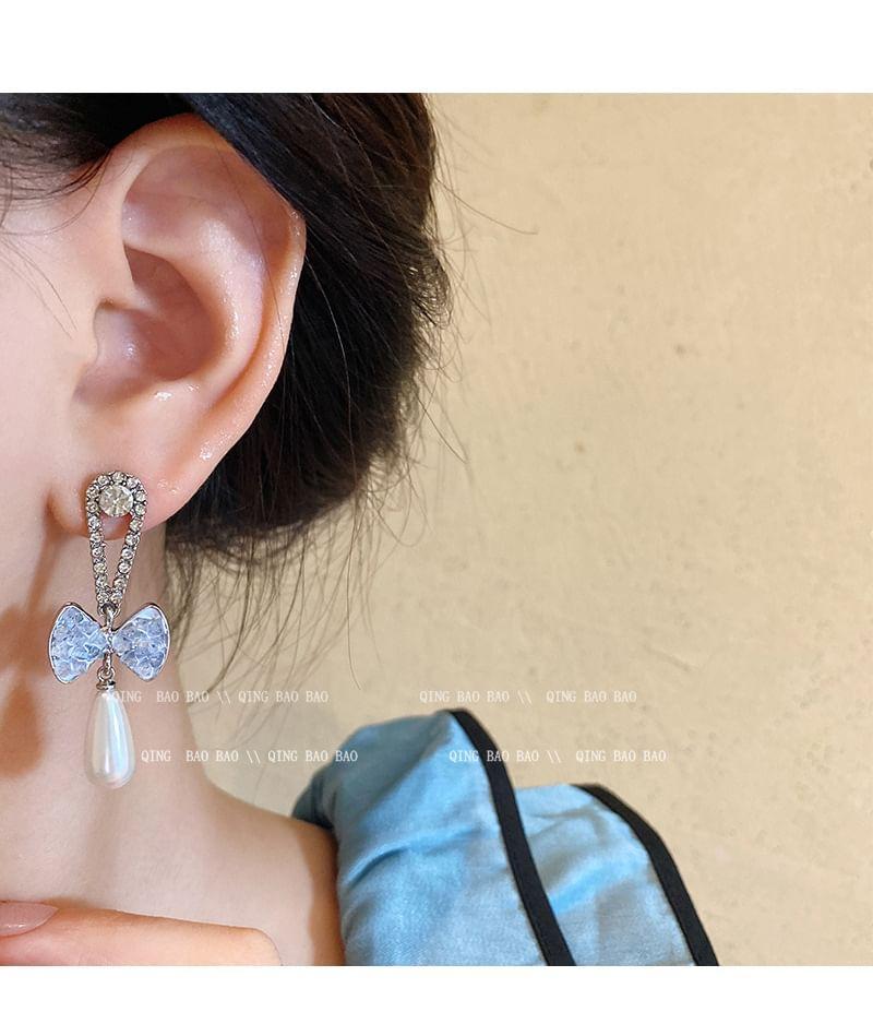 Faux Pearl CZ Dangle Earring Product Image