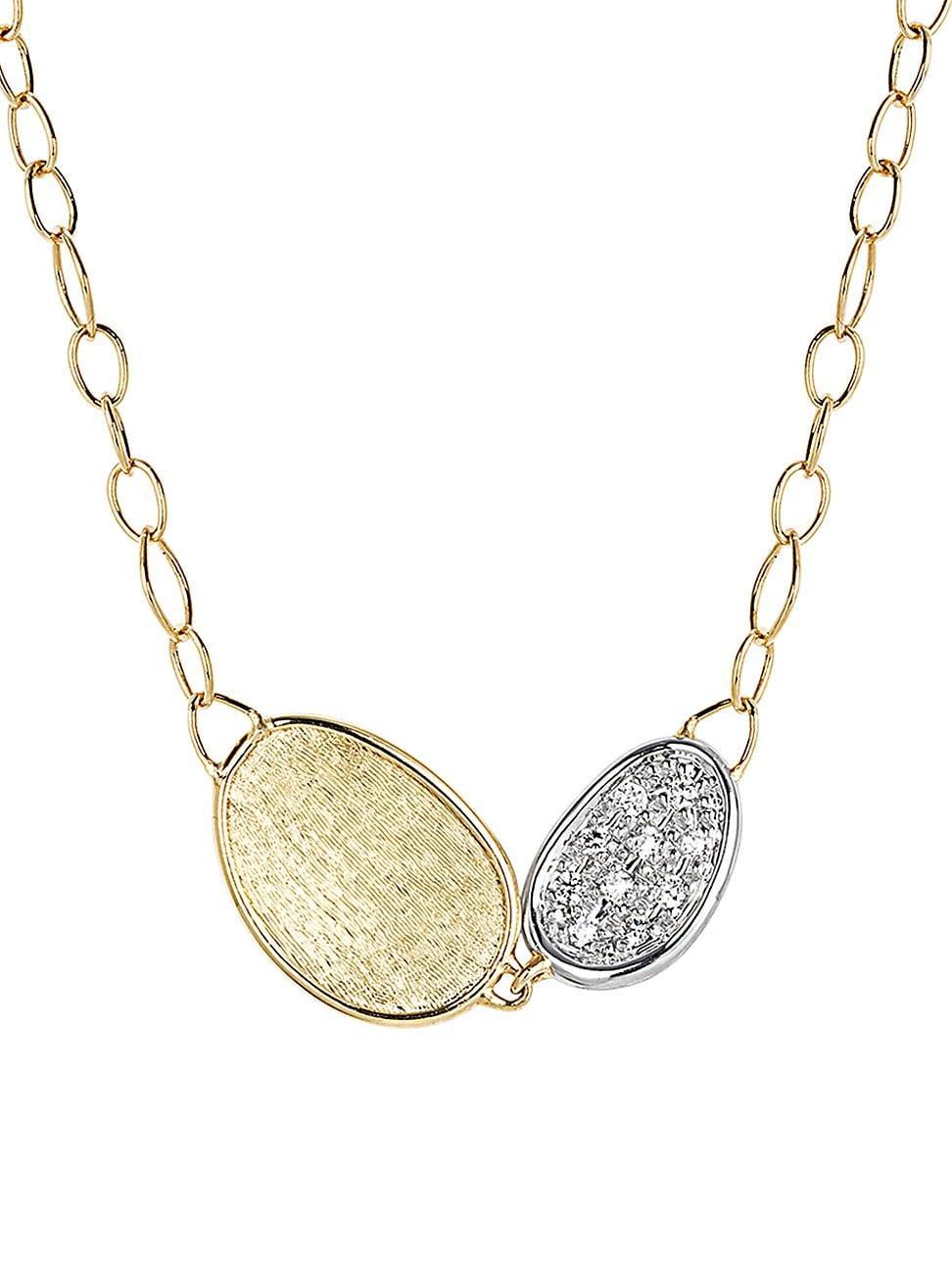 Womens Lunaria Two-Tone 18K Gold & Diamond Engraved Petite 2-Station Necklace Product Image