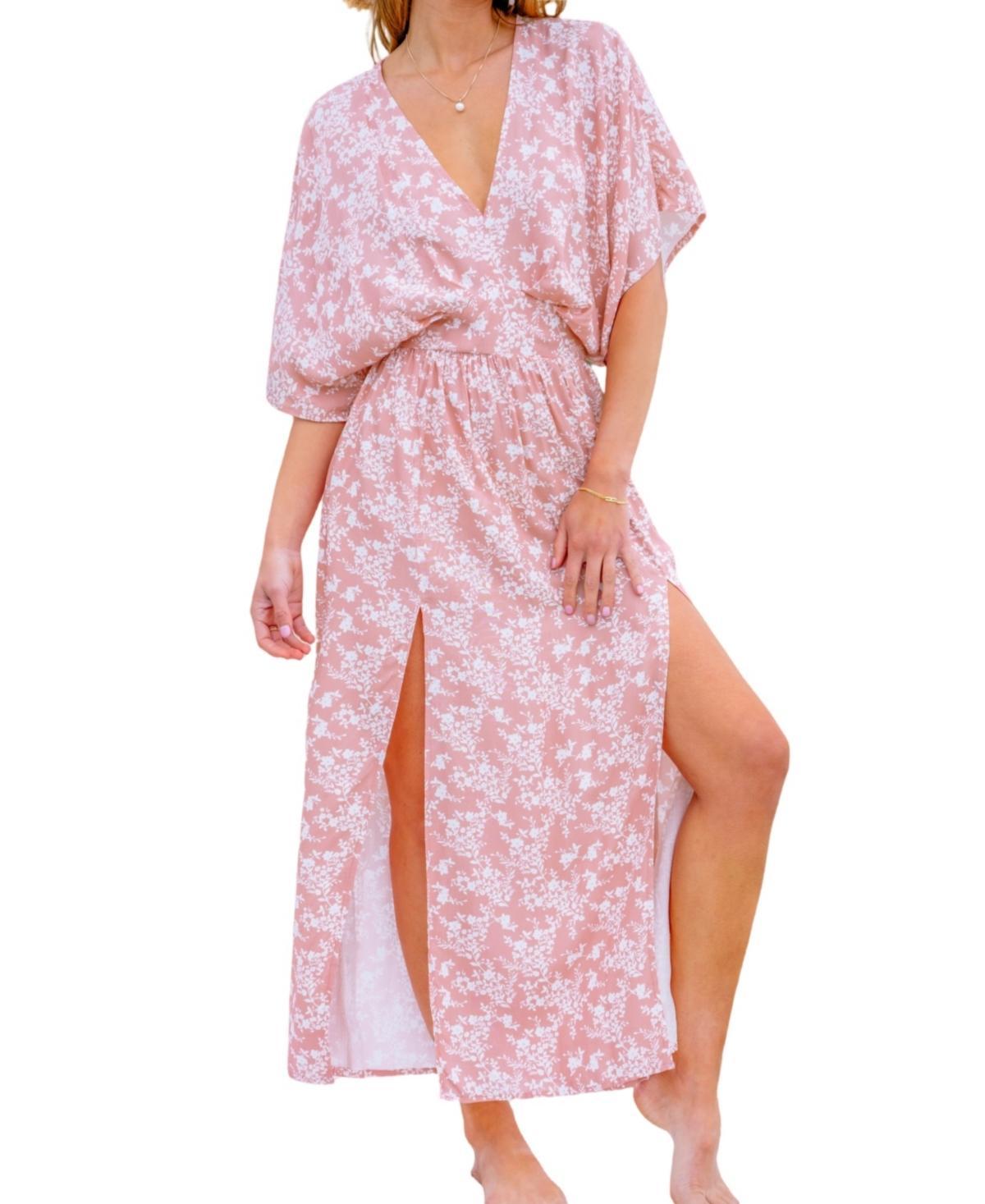 Cupshe Womens Floral V-Neck Dolman Sleeve Maxi Beach Dress Product Image