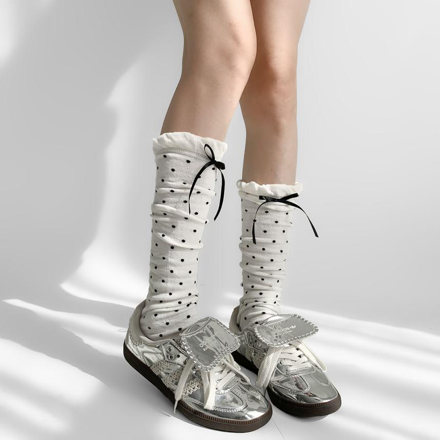 Dotted Bow Accent Leg Warmers Product Image