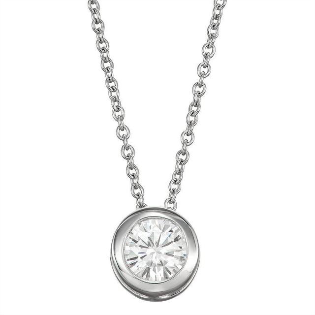 Moissanite Bezel Solitaire Pendant (1/2 ct. t.w. Diamond Equivalent) in 14k White or Yellow Gold Product Image