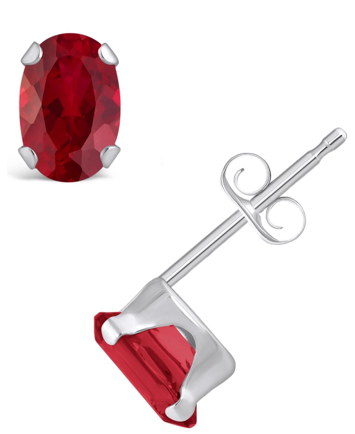 Celebration Gems 10k Gold Oval Garnet Stud Earrings, Womens, Red Product Image