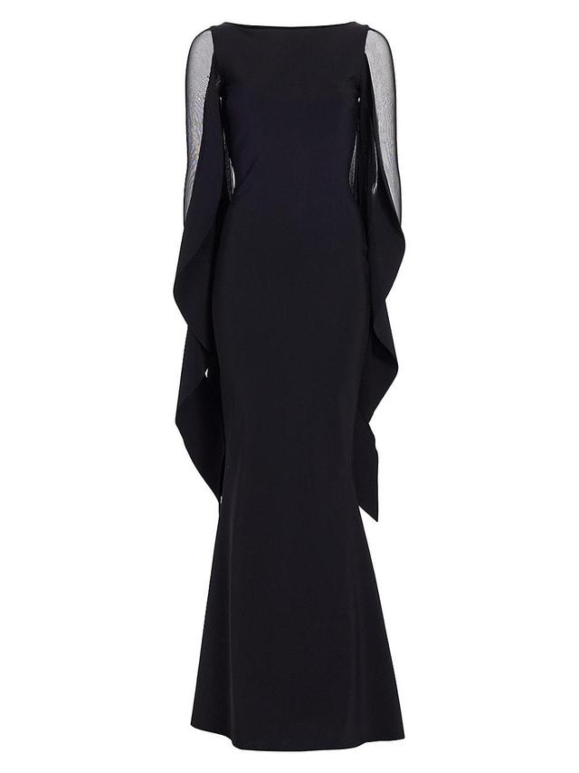 Womens Kacey Illusion Mesh Caped Gown Product Image