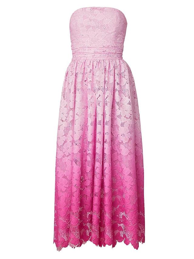 Womens Tulip Ombr Floral Lace Midi-Dress Product Image