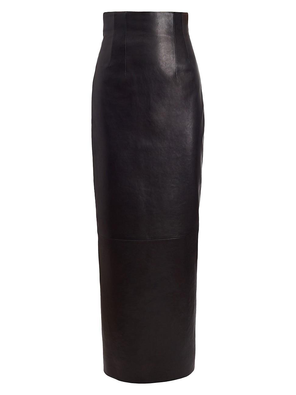 Khaite Loxley Fitted Leather Skirt Product Image